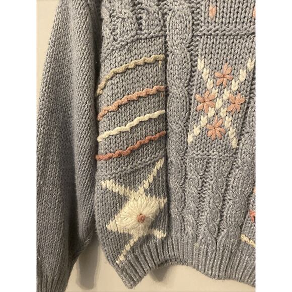 Vintage Hunters Run Blue Knitted By Hand Sweater Womens Size Large - Picture 4 of 8